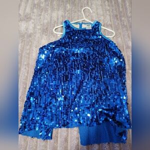 Girls Blue Sequin Tank Top